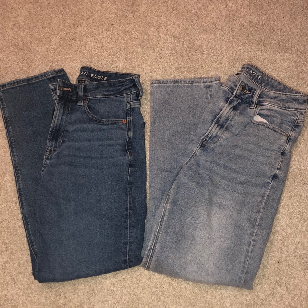 Two pairs of American eagle mom jeans